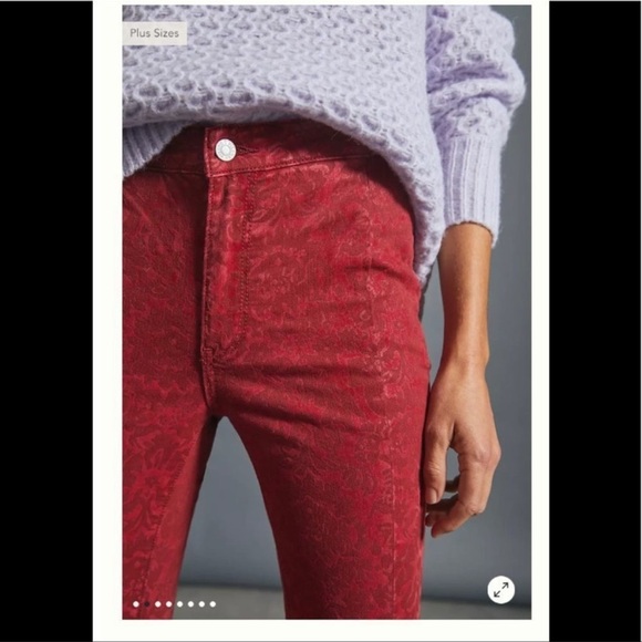 Anthropologie  Pilcro Flocked High-Rise Leggings size 28 raspberry colo - Picture 7 of 16